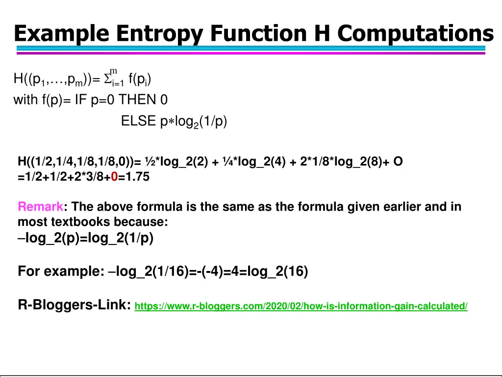 example entropy function h computations