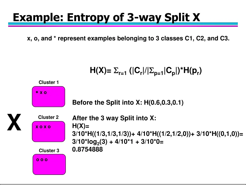 example entropy of 3 way split x