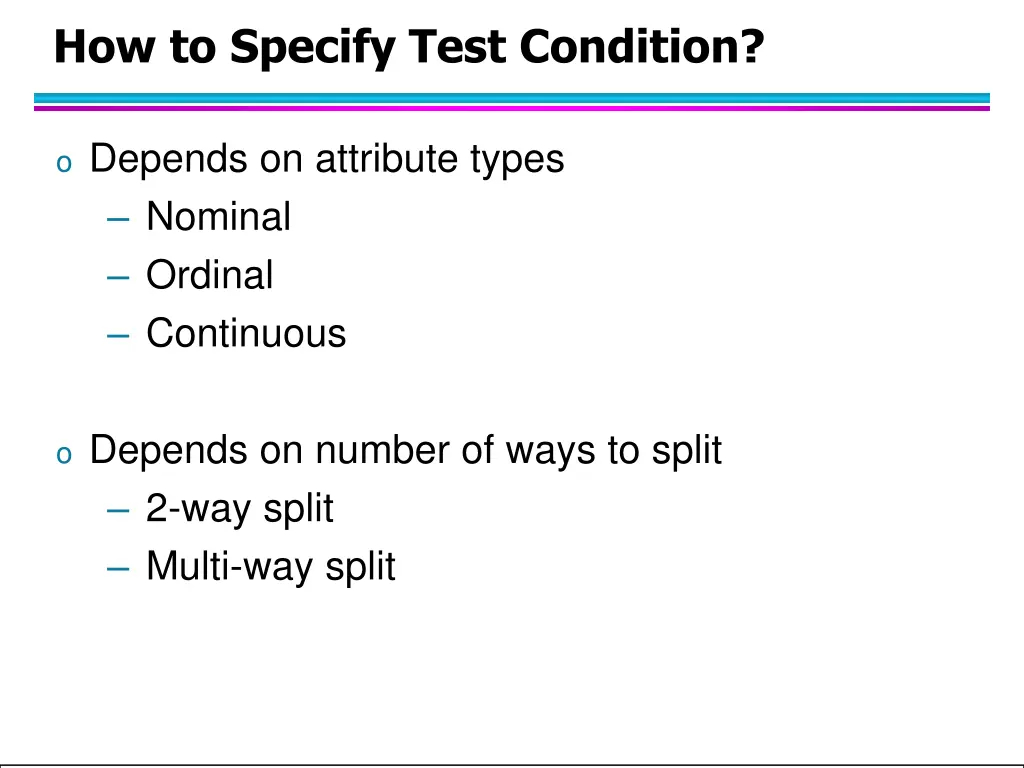 how to specify test condition
