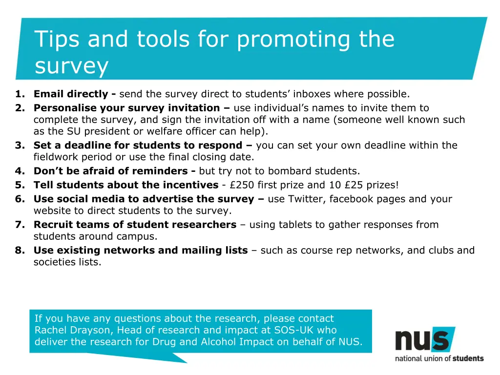 tips and tools for promoting the survey