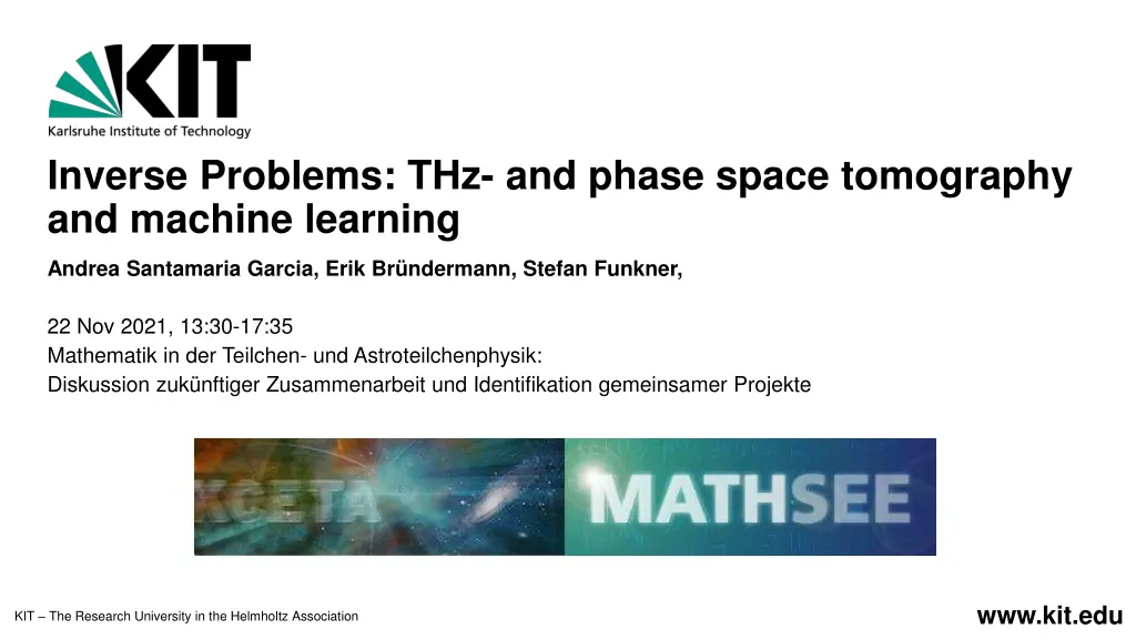inverse problems thz and phase space tomography