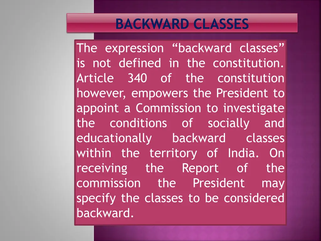 backward classes
