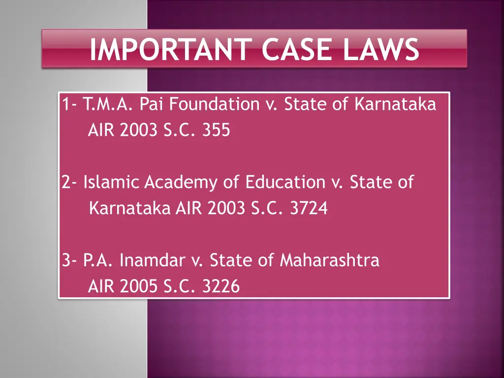 important case laws