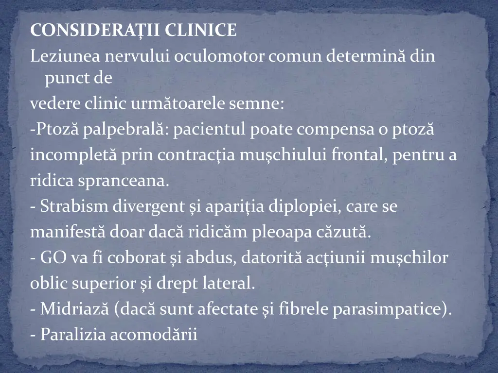 considera ii clinice leziunea nervului oculomotor