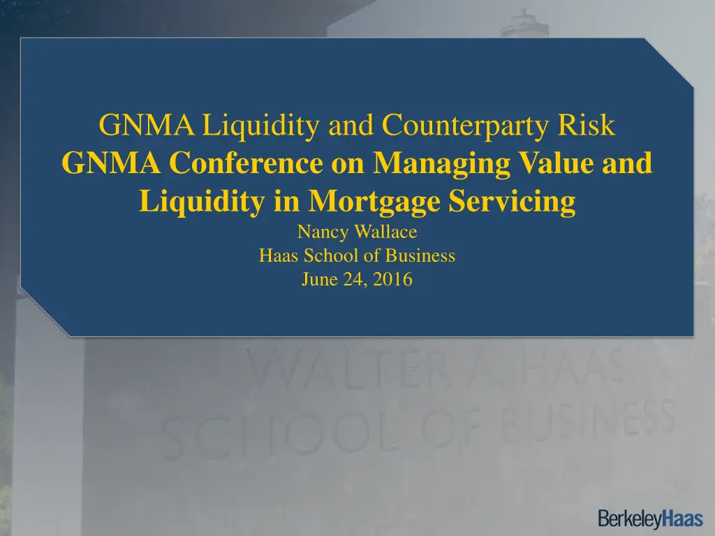 gnma liquidity and counterparty risk gnma