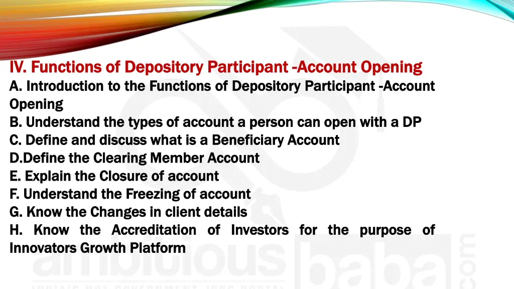 iv iv functions functions of of depository