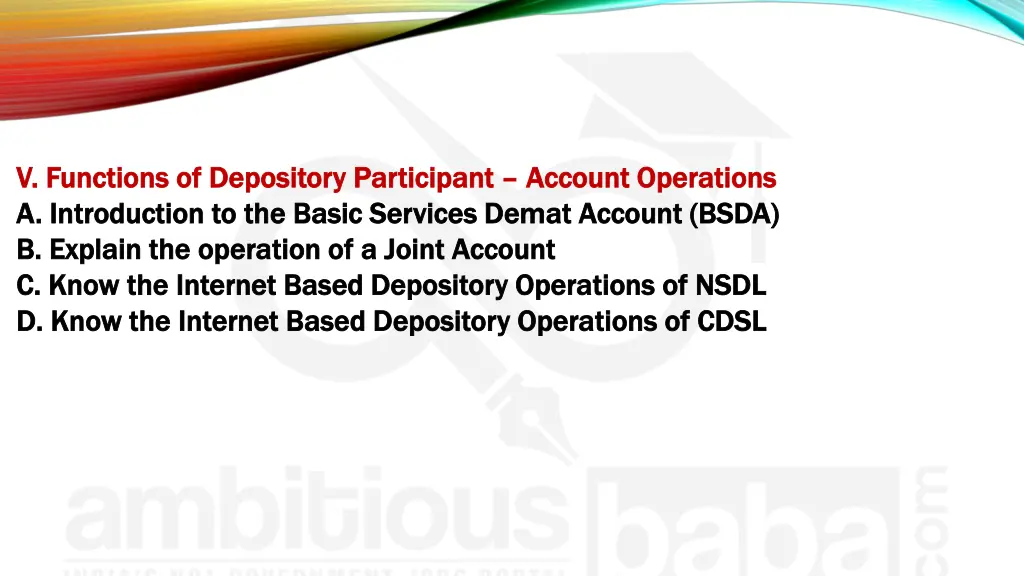 v v functions functions of of depository