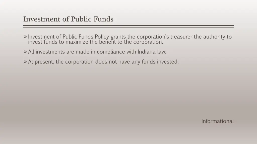 investment of public funds