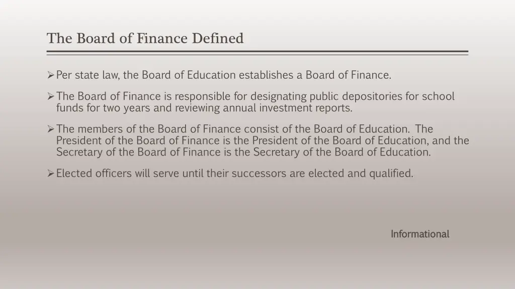 the board of finance defined