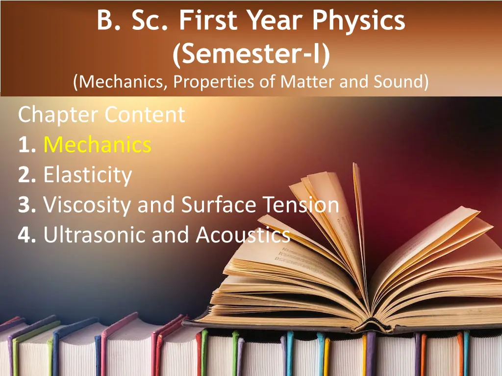 b sc first year physics semester i mechanics