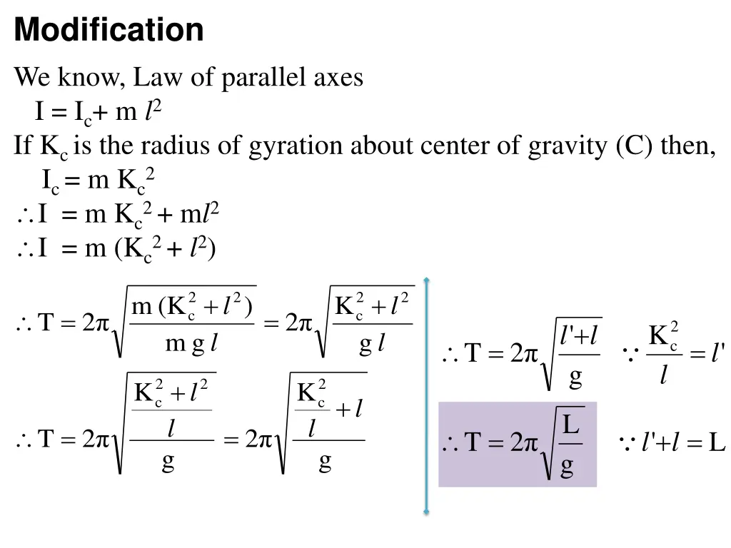 modification we know law of parallel axes
