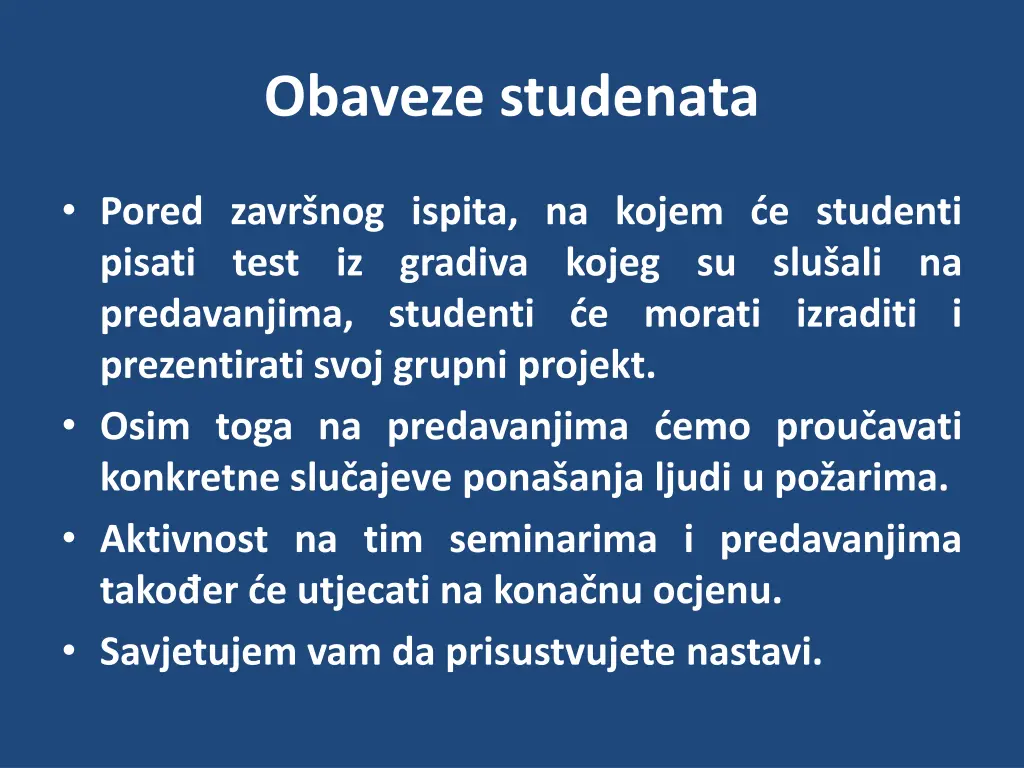 obaveze studenata