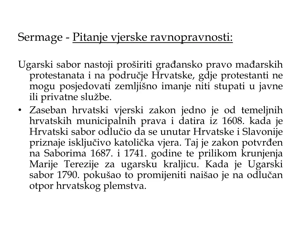 sermage pitanje vjerske ravnopravnosti