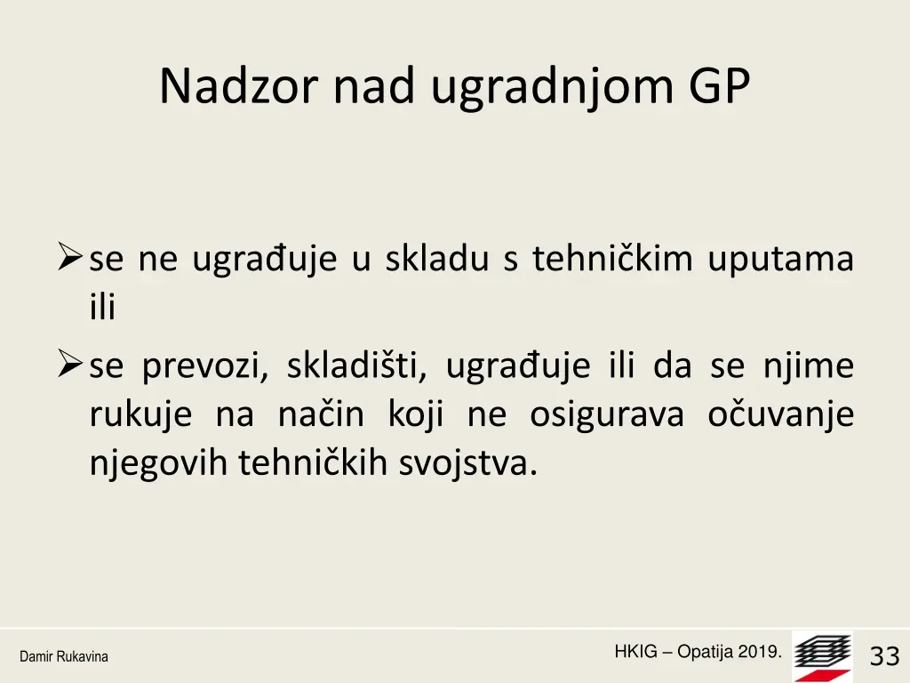 nadzor nad ugradnjom gp 3