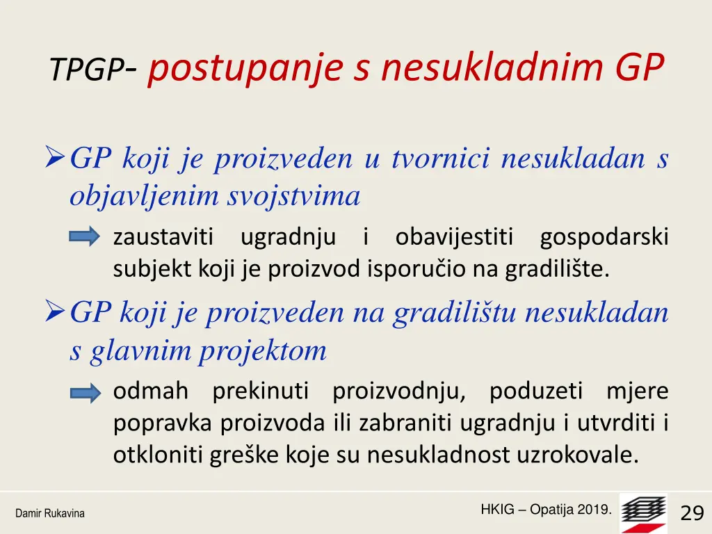 tpgp postupanje s nesukladnim gp