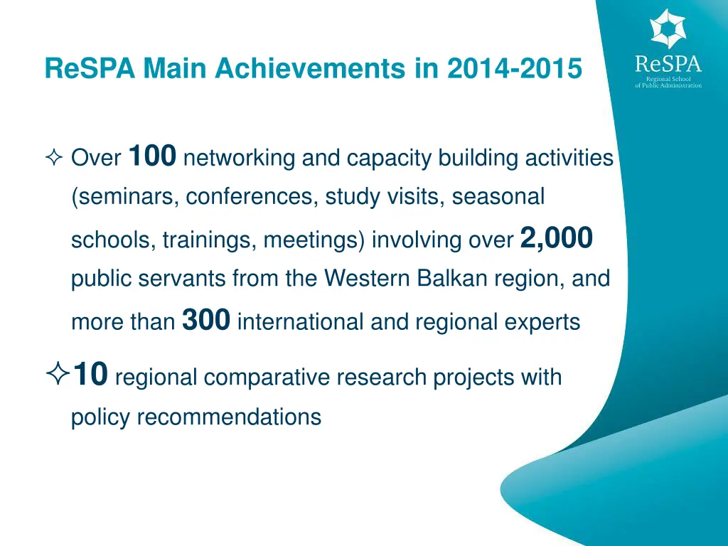 respa main achievements in 2014 2015