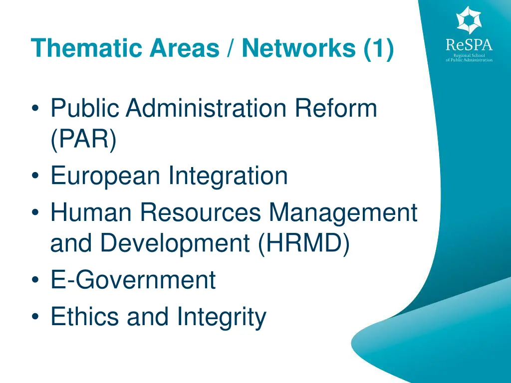 thematic areas networks 1
