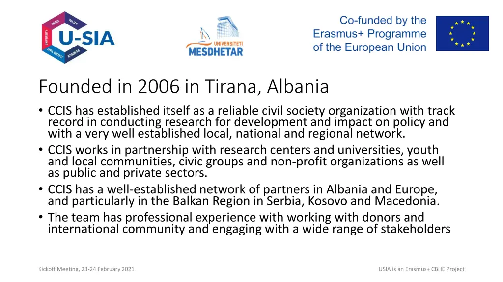 founded in 2006 in tirana albania ccis