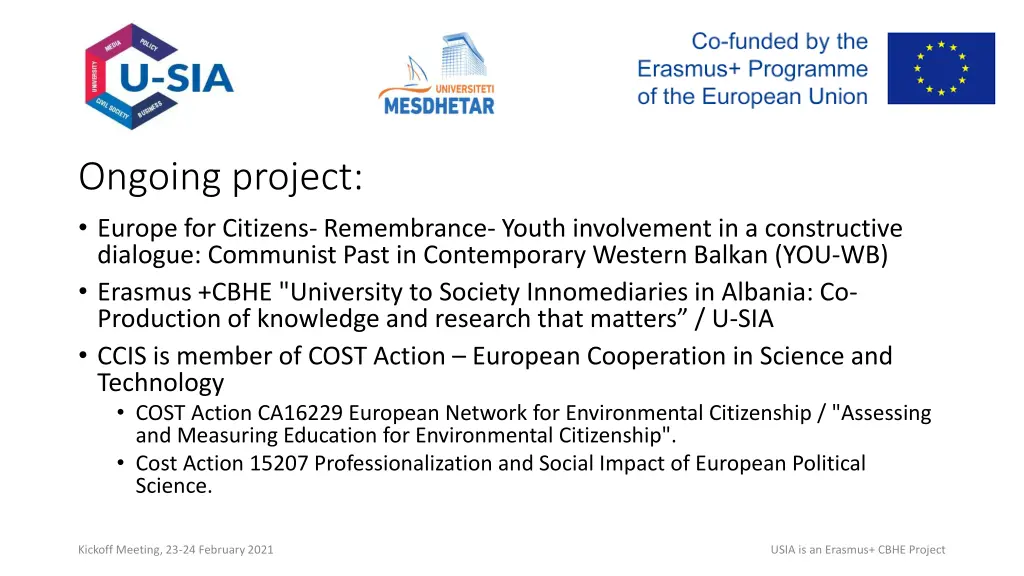 ongoing project europe for citizens remembrance