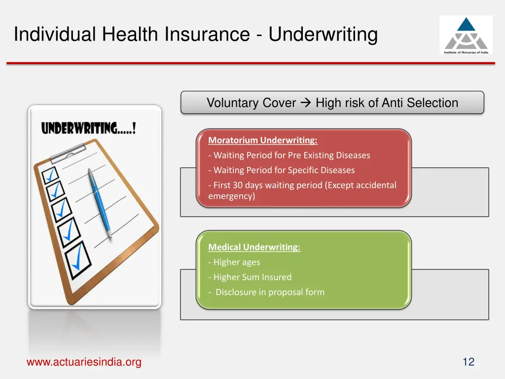 individual health insurance underwriting