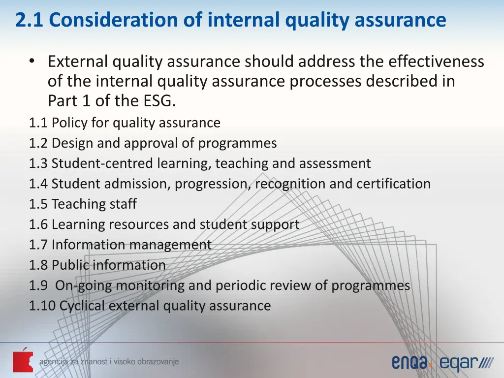 2 1 consideration of internal quality assurance
