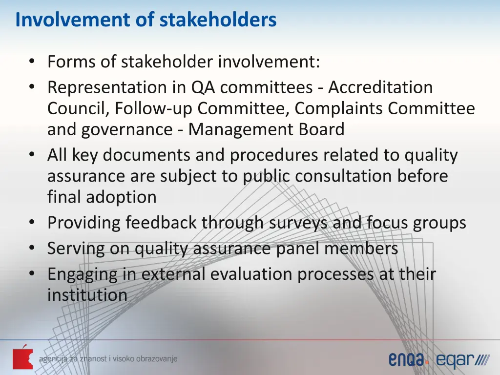 involvement of stakeholders 1