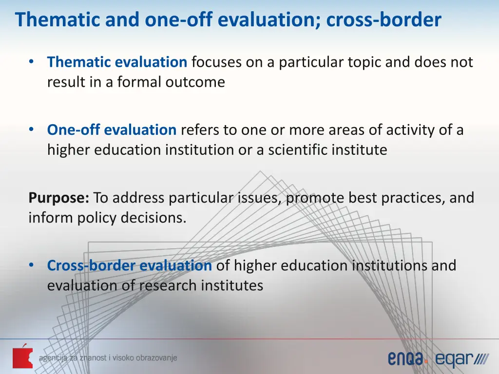 thematic and one off evaluation cross border