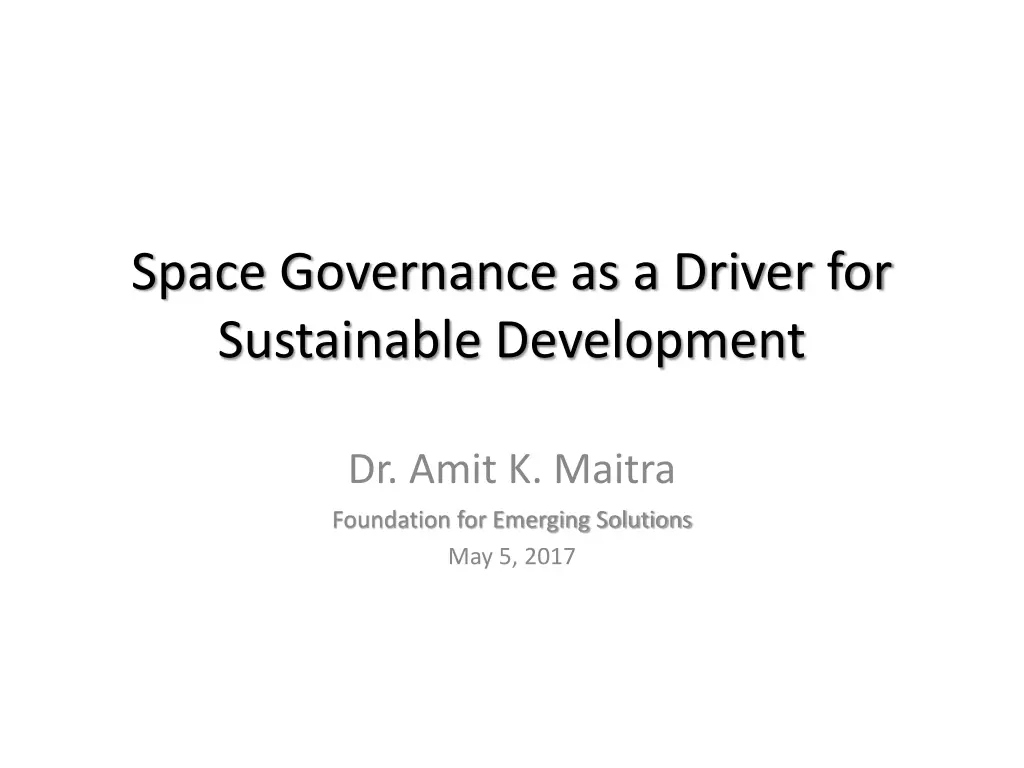 space governance as a driver for sustainable