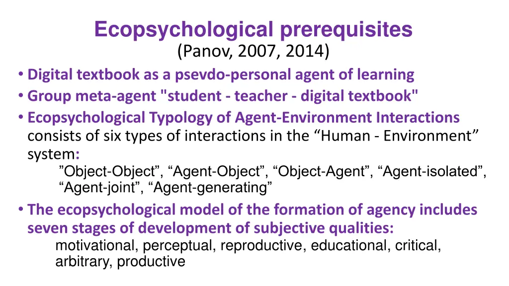 ecopsychological prerequisites panov 2007 2014