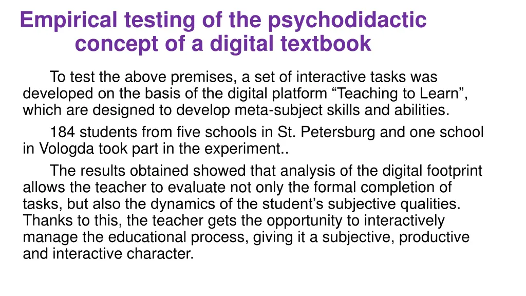 empirical testing of the psychodidactic concept
