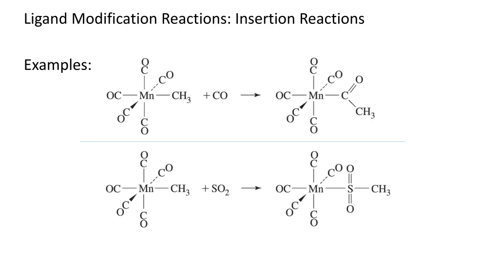 ligand modification reactions insertion reactions