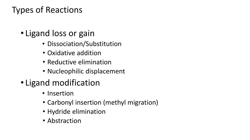types of reactions