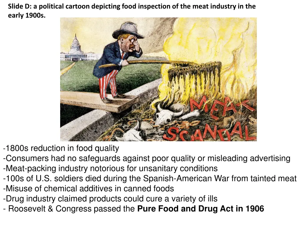 slide d a political cartoon depicting food