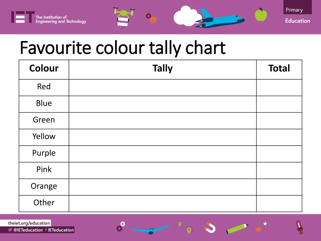 favourite colour tally chart favourite colour