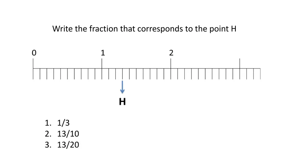 write the fraction that corresponds to the point h