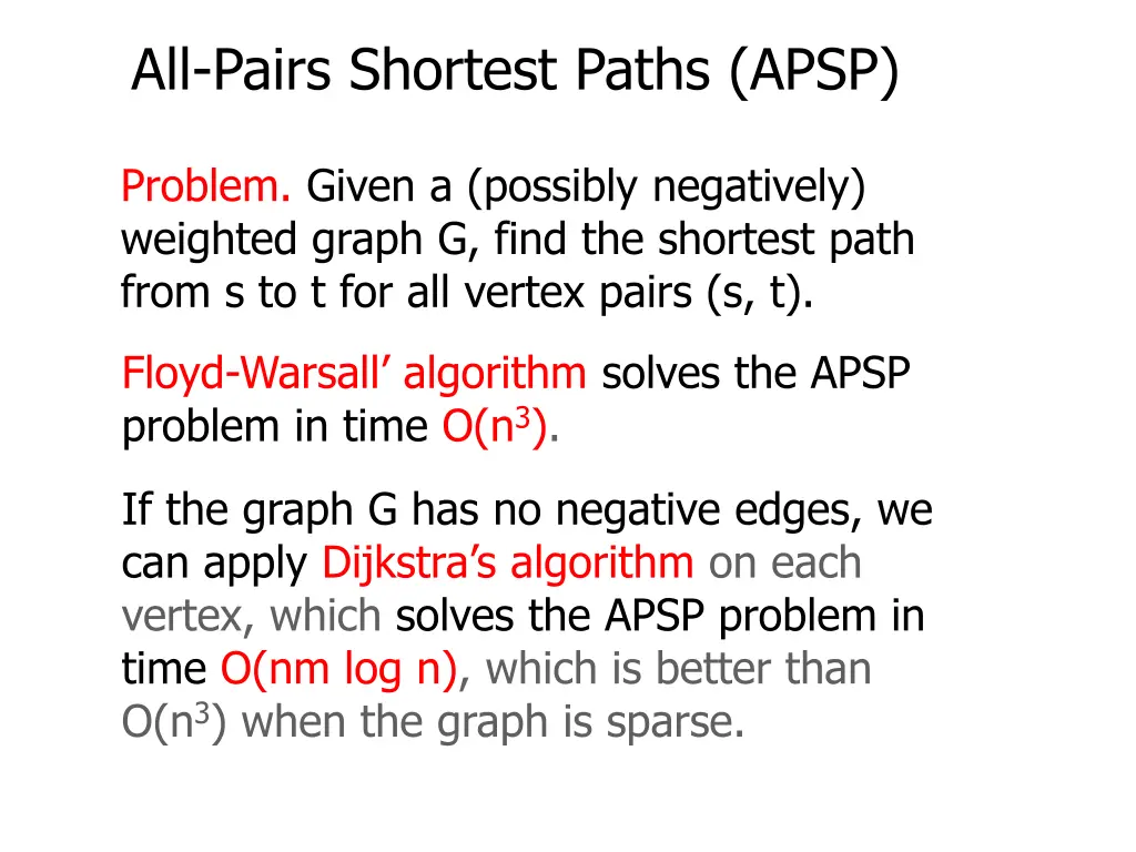 all pairs shortest paths apsp 2