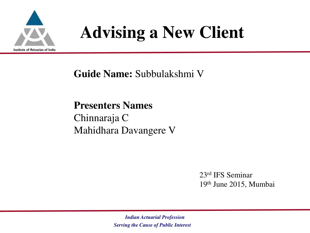 advising a new client