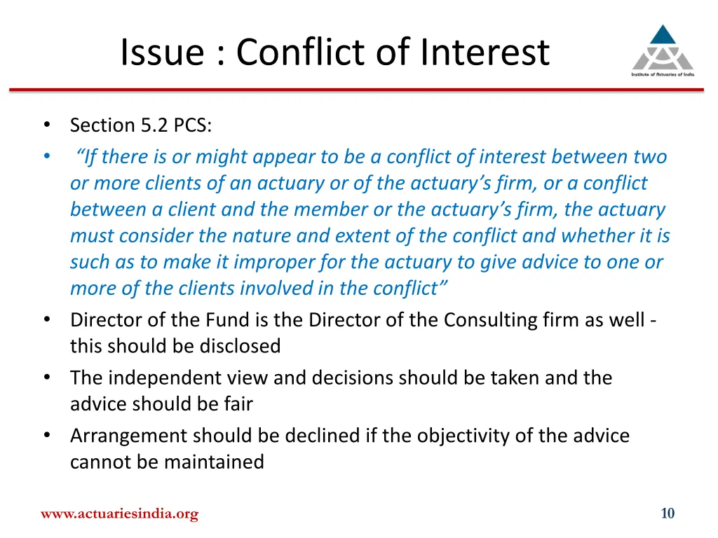 issue conflict of interest