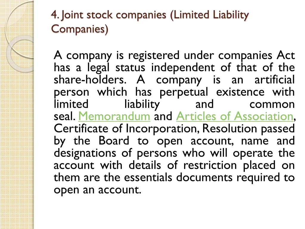 4 joint stock companies limited liability