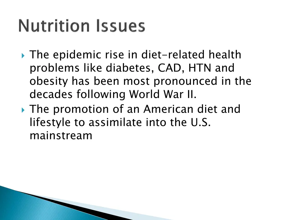 the epidemic rise in diet related health problems