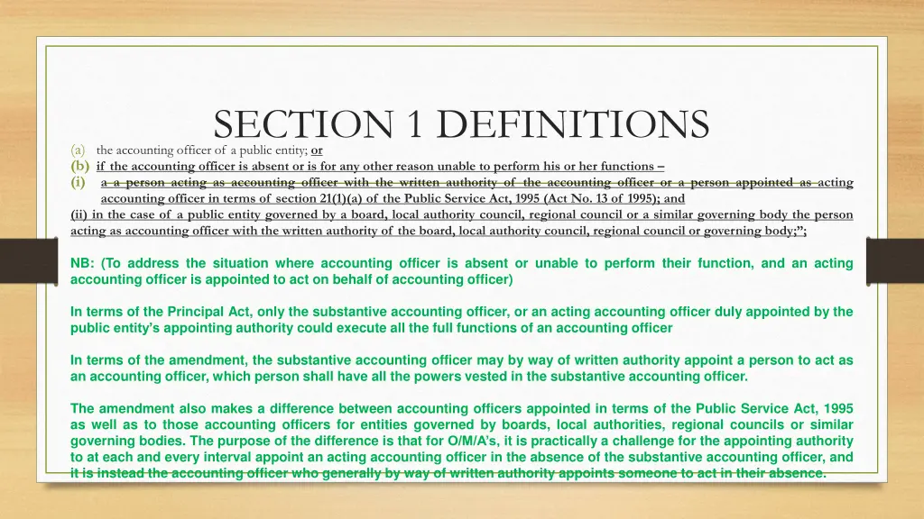 section 1 definitions a the accounting officer