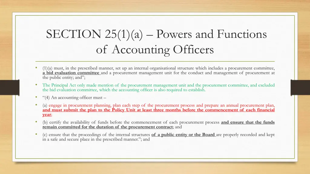 section 25 1 a powers and functions of accounting