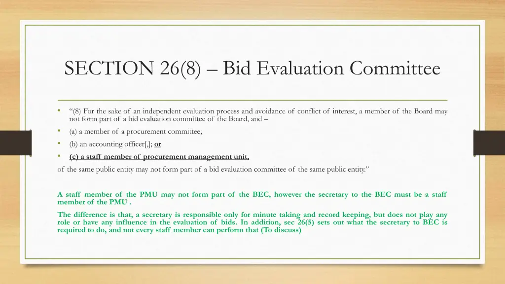 section 26 8 bid evaluation committee