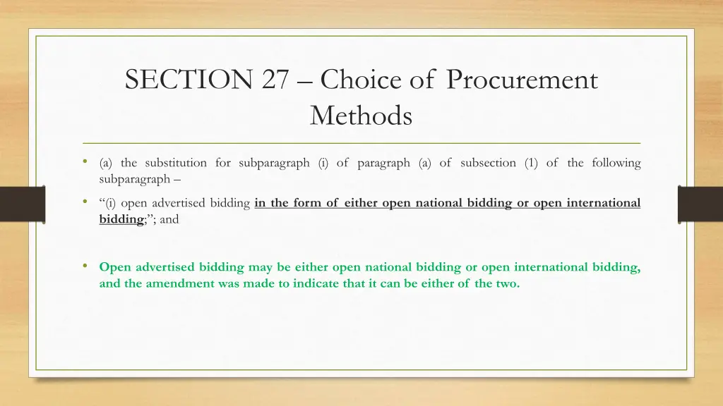 section 27 choice of procurement methods