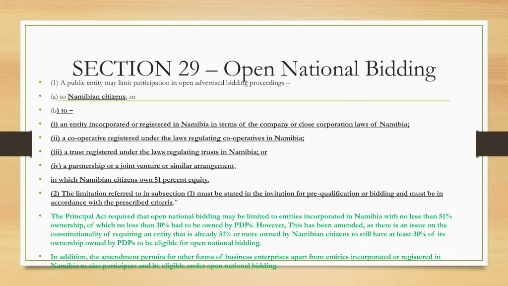 section 29 open national bidding 1 a public