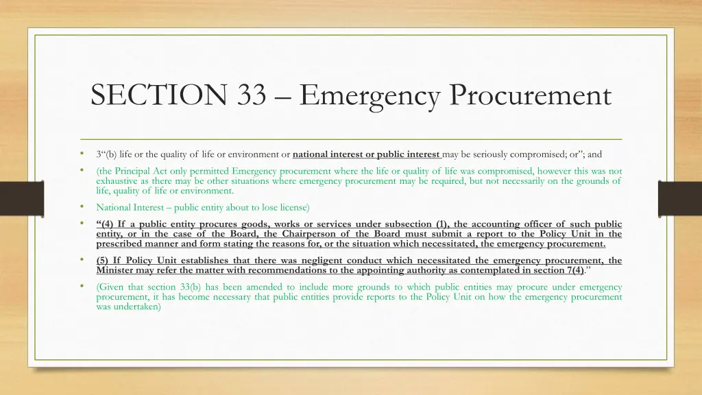 section 33 emergency procurement