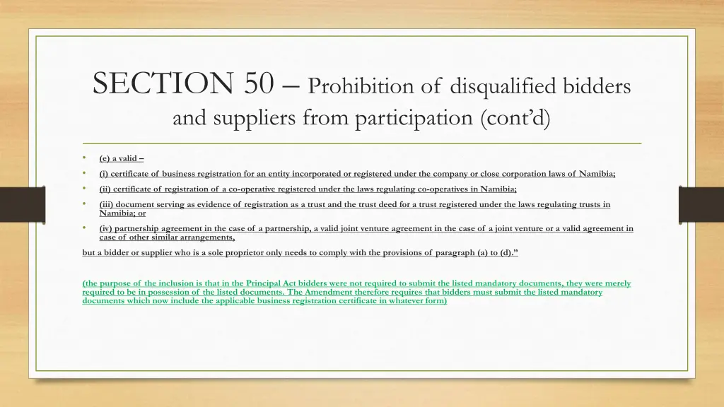 section 50 prohibition of disqualified bidders