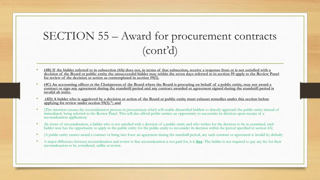 section 55 award for procurement contracts cont d