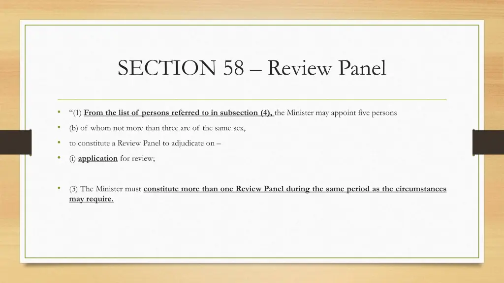 section 58 review panel