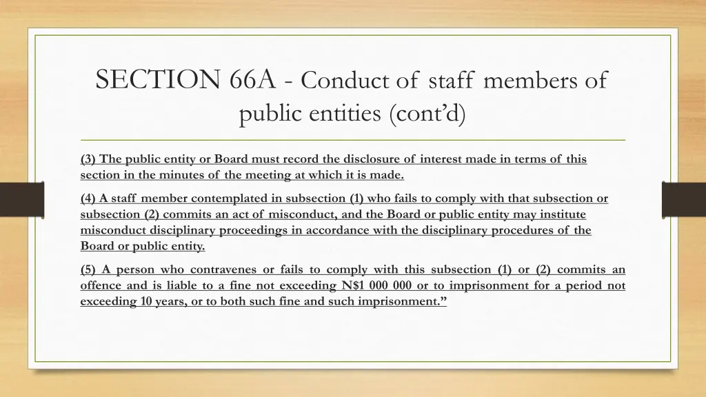 section 66a conduct of staff members of public 1